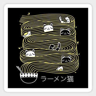 Ramen Lines Minimalist Cat Square by Tobe Fonseca Magnet